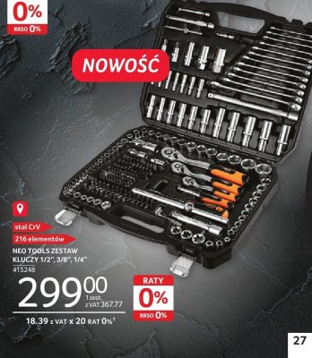 Zestaw kluczy NEO TOOLS 216 elementów 1/2 3/8 1/4 promocja w Selgros