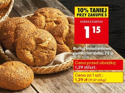 Bułka śniadaniowa pełnoziarnista, 75 g promocja w Biedronka