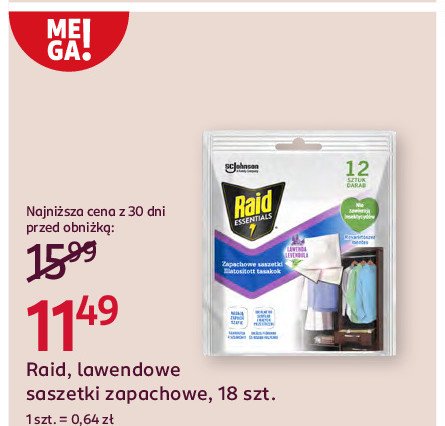 Saszetki przeciw molom lawenda Raid promocja w Rossmann