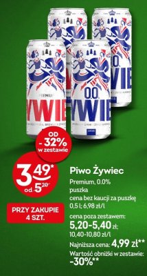 Piwo Żywiec 0,0% puszka 0,5l promocja w Żabka