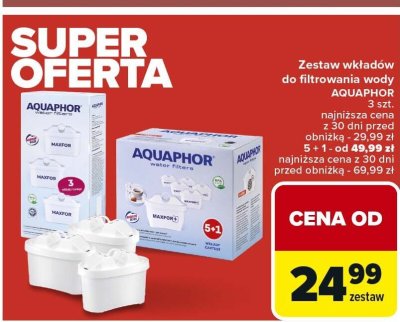 Zestaw wkładów do filtrowania wody AQUAPHOR 3 szt. promocja w Carrefour