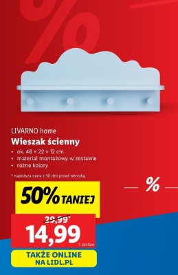 Wieszak ścienny 48 x 22 x 12 cm LIVARNO HOME promocja