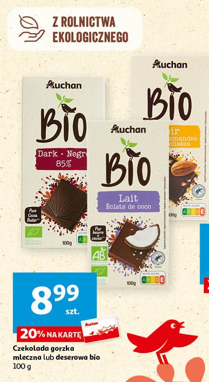 Czekolada gorzka 85% Auchan bio promocja