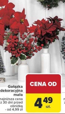 Gałązka dekoracyjna mała Carrefour promocja w Carrefour