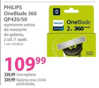 Ostrza wymienne do maszynki do golenia Philips OneBlade 360 QP420/50 promocja w Hebe