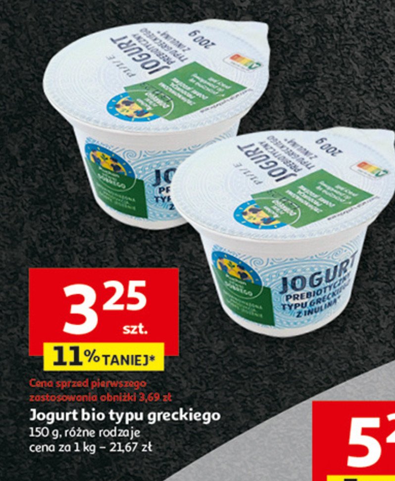 Jogurt naturalny ekologiczny Auchan pewni dobrego promocja w Auchan