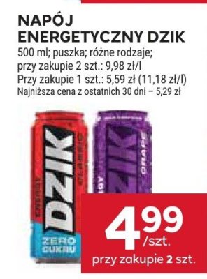 Napój energetyczny Dzik promocja w Stokrotka