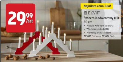 Świecznik adwentowy LED 30 cm biały EKVIP promocja w Jula