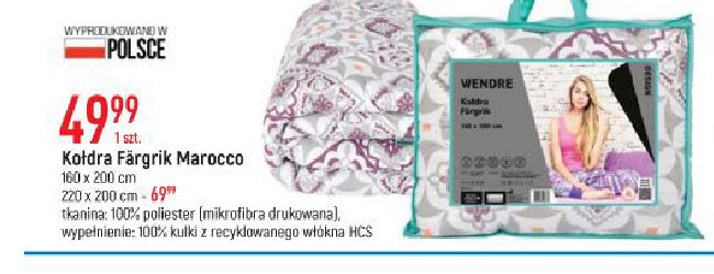 Ko艂dra fargrik maroco 220 x 200 cm Wendre promocja