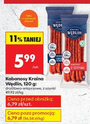 Kabanosy 180 g z szynki promocja w Biedronka