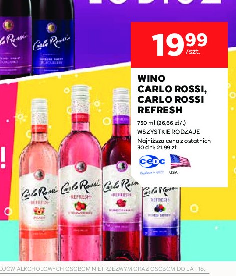 Wino Carlo rossi refresh mixed berry promocja w Stokrotka