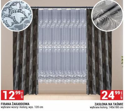Zasłona na taśmie wybrane kolory 140x180 cm promocja w Merkury Market