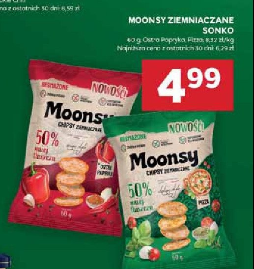 Chipsy ryżowe pizza Moonsy promocja w Stokrotka