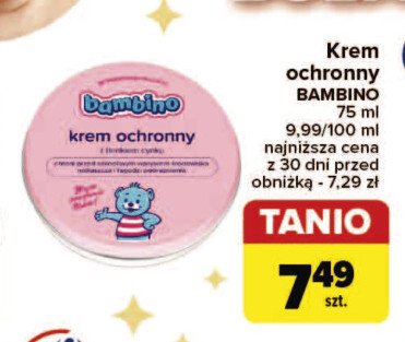 Krem ochronny z tlenkiem cynku Bambino promocja w Carrefour Market