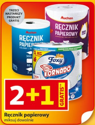 Ręcznik papierowy Auchan, Foxy lub Tornado promocja w Auchan