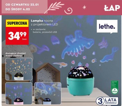 Lampka nocna z projektorem LED promocja w Biedronka