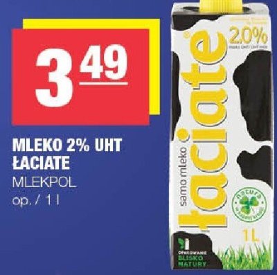 Mleko 2% UHT Łaciate Mlekpol promocja w SPAR