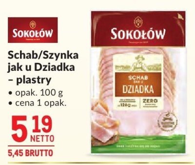 Schab/Szynka jak u Dziadka – plastry Sokołów promocja w Makro