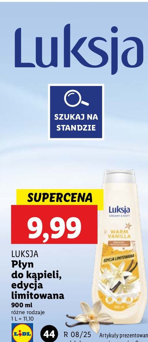 Płyn do kąpieli warm vanilla Luksja creamy & soft promocja w Lidl