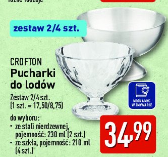 Pucharki do lodów 230 ml Crofton promocja w Aldi
