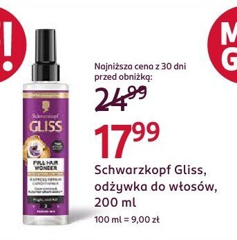 Odżywka Gliss do włosów, 200 ml promocja w Rossmann