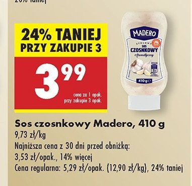 Sos czosnkowy Madero promocja w Biedronka