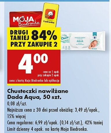 Chusteczki nawilżane aqua Dada promocja