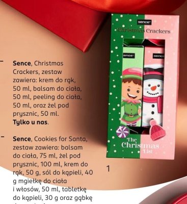 Zestaw kosmetyków Sence Cookies for Santa - balsam do ciała, żel pod prysznic, krem do rąk, sól do kąpieli, mgiełka do ciała i włosów, tabletka do kąpieli, gąbka do mycia promocja w Rossmann