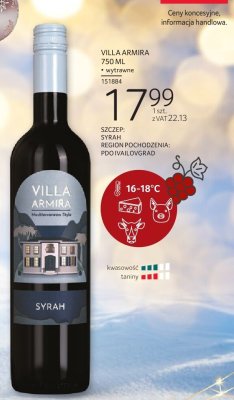 Wino Villa Armira Syrah 750ml promocja w Selgros