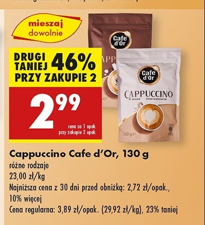 Cappuccino śmietankowe Cafe d'or cappuccino promocja w Biedronka