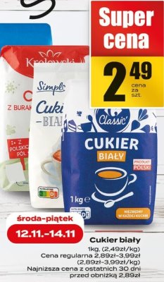 Cukier biały 1kg promocja w Supeco