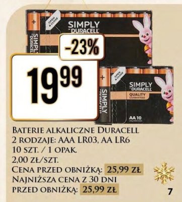 Baterie alkaliczne Duracell 2 rodzaje promocja w Dino