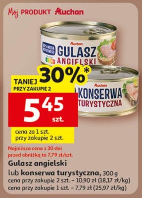 Gulasz angielski lub konserwa turystyczna Auchan promocja w Auchan