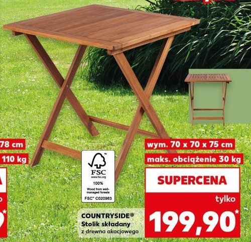 Stolik sk艂adany drewniany 70 x 70 x 75 cm K-classic countryside promocja