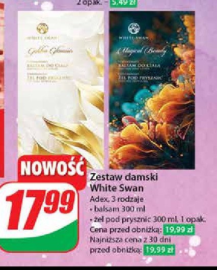 Zestaw w pudełku: balsam 300 ml + żel pod prysznic 300 ml White swan zestawy promocja