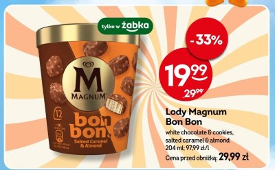 Lody Magnum Bon Bon white chocolate & cookies, salted caramel & almond promocja w Żabka