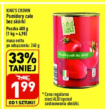 Pomidory w puszce całe King's crown (aldi) promocja