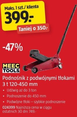 Podnośnik z podwójnymi tłokami 3 t 120-450 mm MEEC TOOLS promocja w Jula