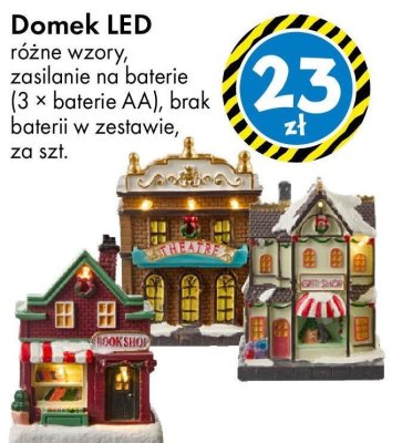 Domek LED różne wzory, zasilanie na baterie (3 × baterie AA), brak baterii w zestawie promocja w Tedi