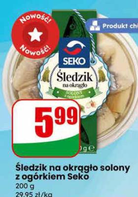 Śledź na okrągło solony z ogórkiem  promocja w Dino