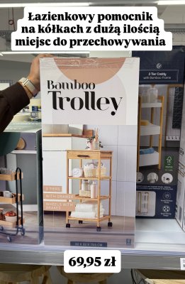 Szafka łazienkowa bambusowa z szufladą na kółkach promocja w Action