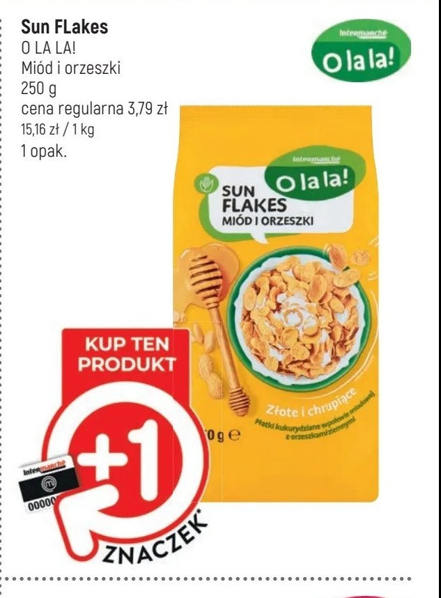 Płatki śniadaniowe miód i orzeszki Intermarche o la la! promocja