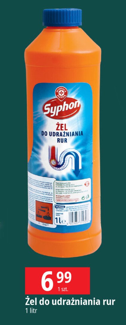 Żel do udrażniania rur Wiodąca marka syphon promocja w Leclerc