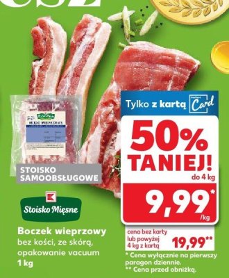 Boczek wieprzowy bez kości, ze skórą  promocja w Kaufland