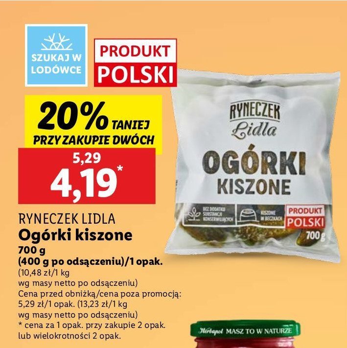 Ogórki kiszone Ryneczek lidla promocja