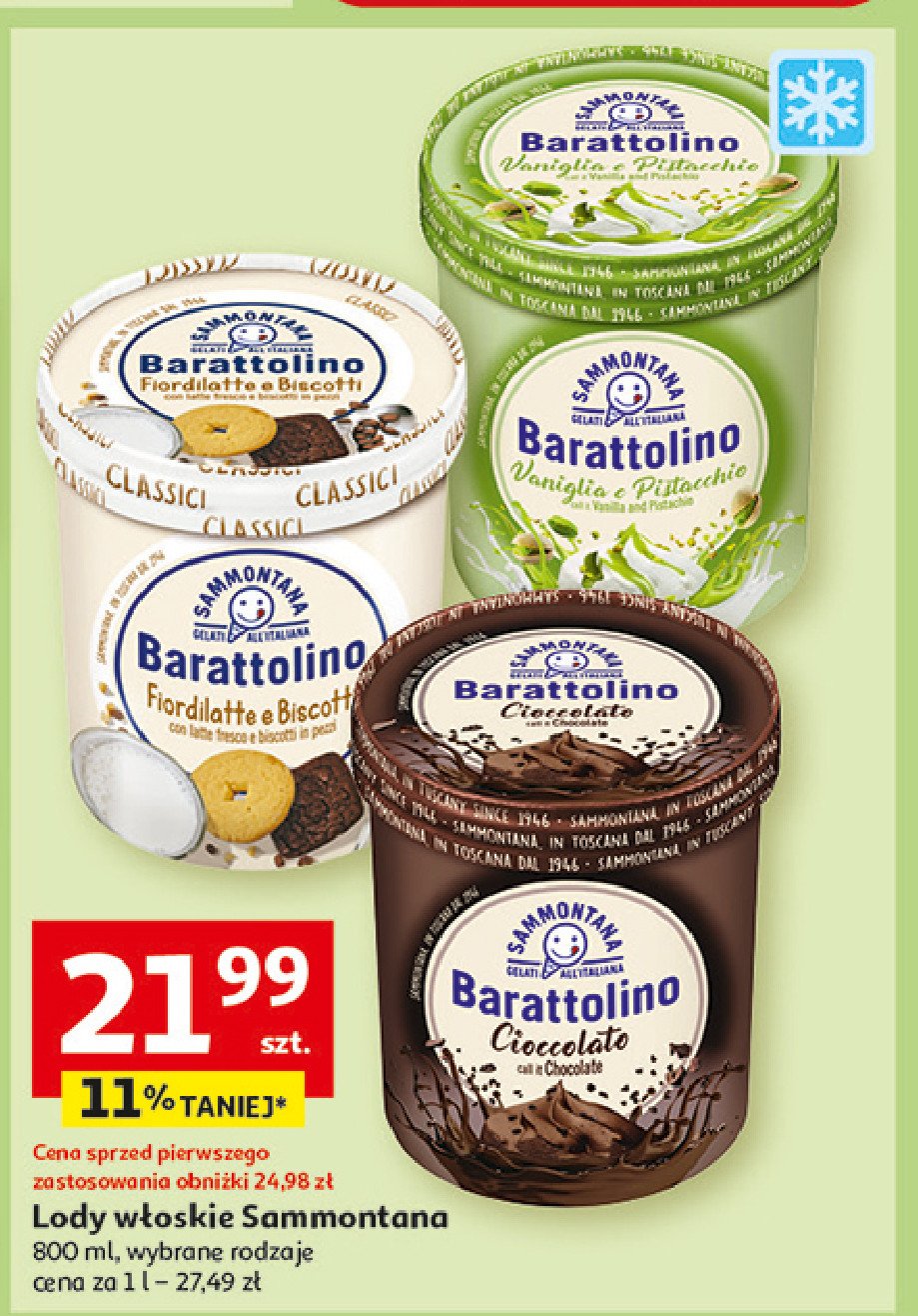 Lody barattolino czekoladowe z płatkami czekolady SAMMONTANA promocja