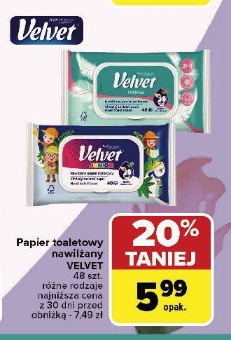 Papier nawilżany Velvet junior promocja w Carrefour Market