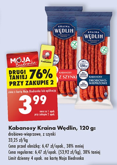 Kabanosy drobiowo-wieprzowe Kraina w臋dlin promocja