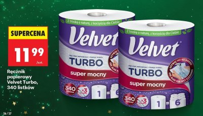 Ręcznik papierowy Velvet Turbo 340 listków promocja w Biedronka