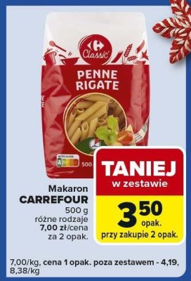 Makaron CARREFOUR PENNE RIGATE 500 g różne rodzaje promocja w Carrefour Express